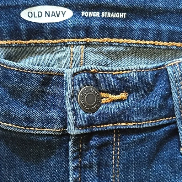 NEW Old Navy Power Slim Straight Zip Fly Mid-Dark Wash Distressed - 8S - Picture 8 of 15